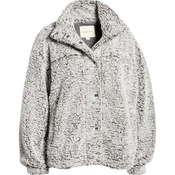 Thread & Supply Wubby Sherpa Jacket Women’s Sz S Frosted Charcoal Cozy Soft NWT - Picture 1 of 10